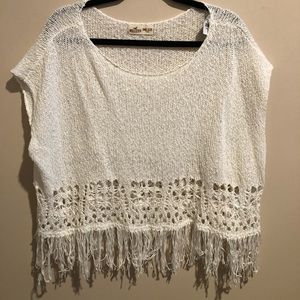 Hollister knit poncho with fringe